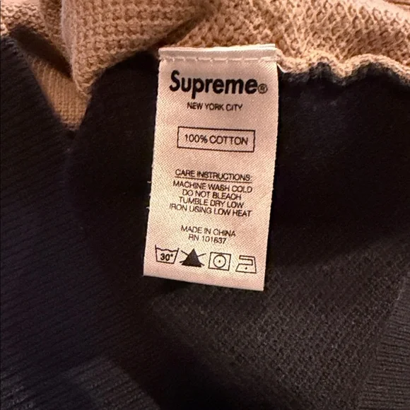 Supreme Colorblock Crewneck Sweater - Black and TanSupreme Split Pique Crewneck